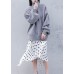 For Work gray knitwear plus size clothing high neck lantern sleeve knitted t shirt