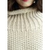 Comfy  red knit tops fall fashion high neck lantern sleeve top