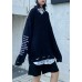 Oversized black Letter knit tops v neck fall fashion sweaters