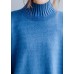 Aesthetic blue knitted pullover high neck plus size clothing fall knit sweat tops