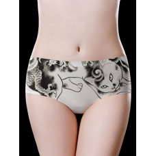 Low Waist Seamless Printed Cotton Crotch Briefs