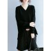 Elegant black clothes For Women v neck side open fall blouse