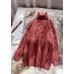 Winter rose knit tops casual high neck thick knit blouse