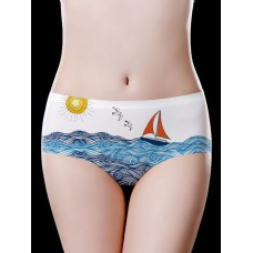 Low Waist Seamless Ice Silk Printed Comfy Briefs