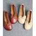 Elegant Chocolate Bow Cowhide Flat Shoes For Women