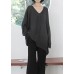 Vintage dark gray knitted blouse fall fashion v neck Batwing Sleeve knitted clothes